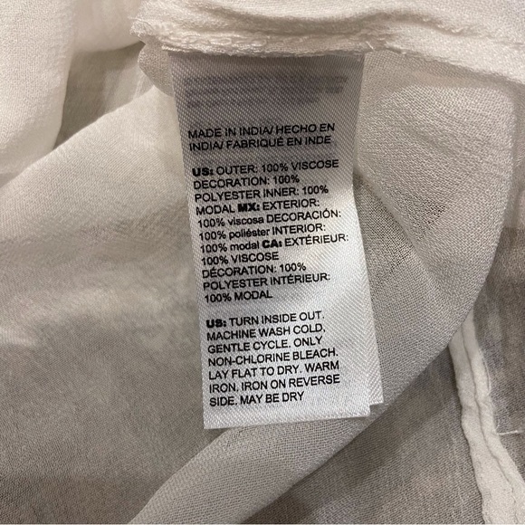 NWT Chico’s Size 1 (8/10) Embellished Peasant Blouse Top Beaded Ivory Sheer - Picture 9 of 11